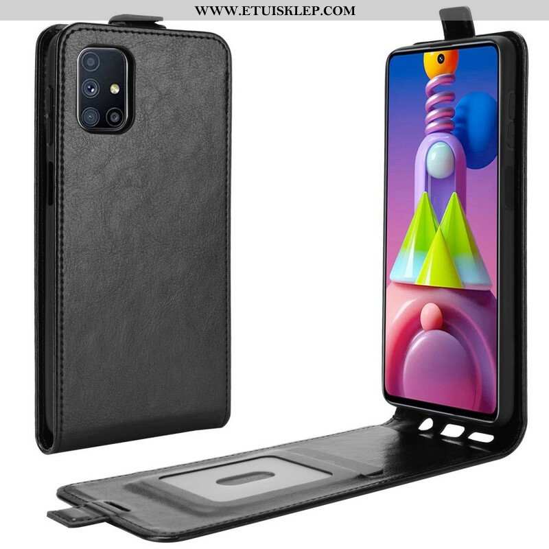 Skórzany Futerał do Samsung Galaxy M51 Etui Folio Pionowa Klapa Z Efektem Skóry